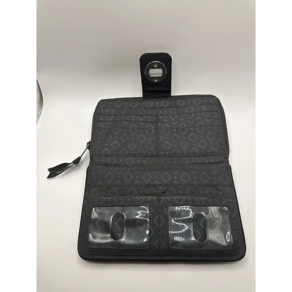 Vera Bradley RFID Turnlock Zip Organizer Wallet Classic Black Microfiber - Picture 3 of 9